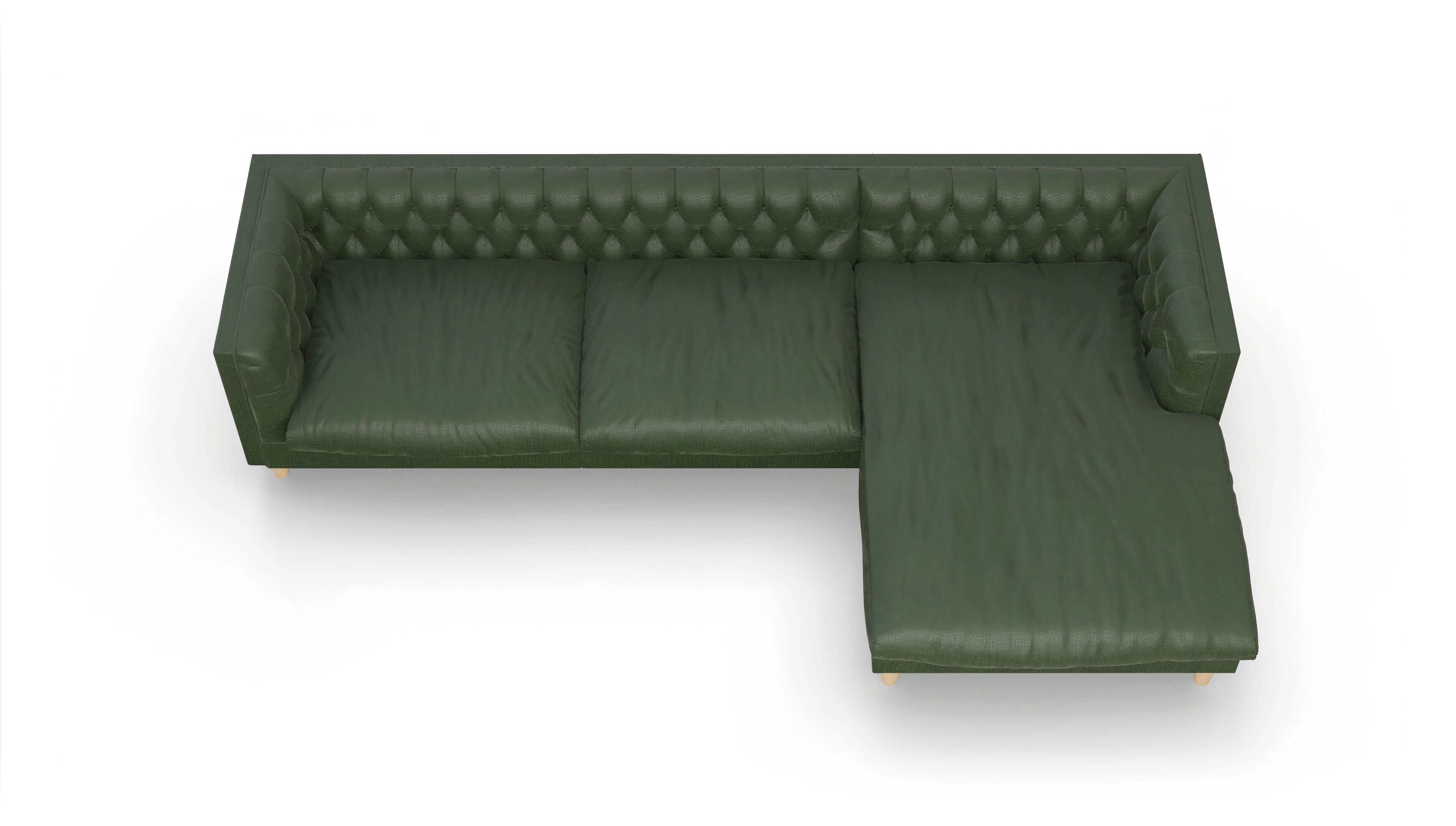 Stoff-Chesterfield NewChester.01 Ansicht des Produktes NewChester.01 Sofa mit Rec rechts in Stoff grün