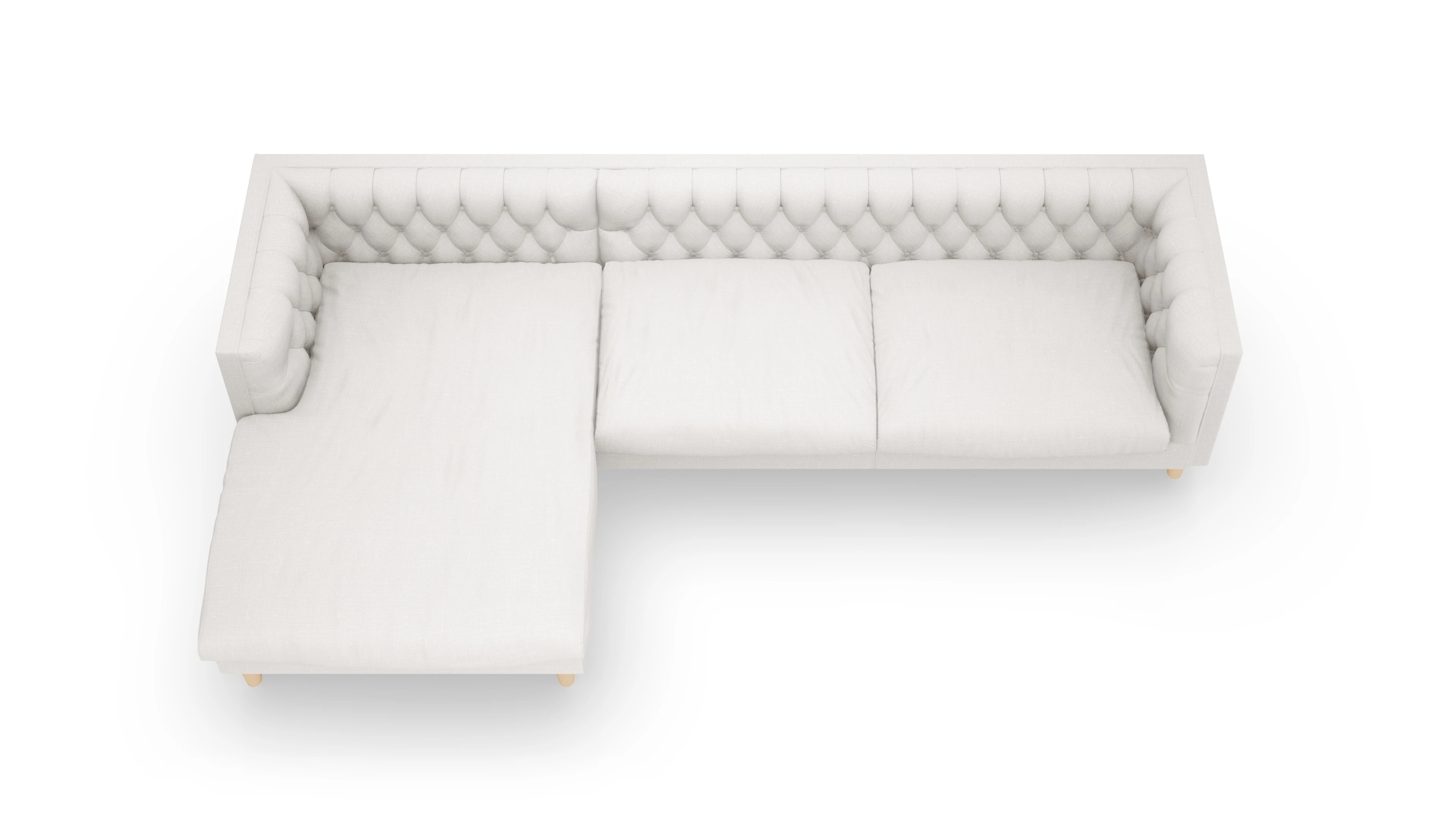 Stoff-Chesterfield NewChester.01 Ansicht des Produktes NewChester.01 Sofa mit Rec links in Stoff weiß