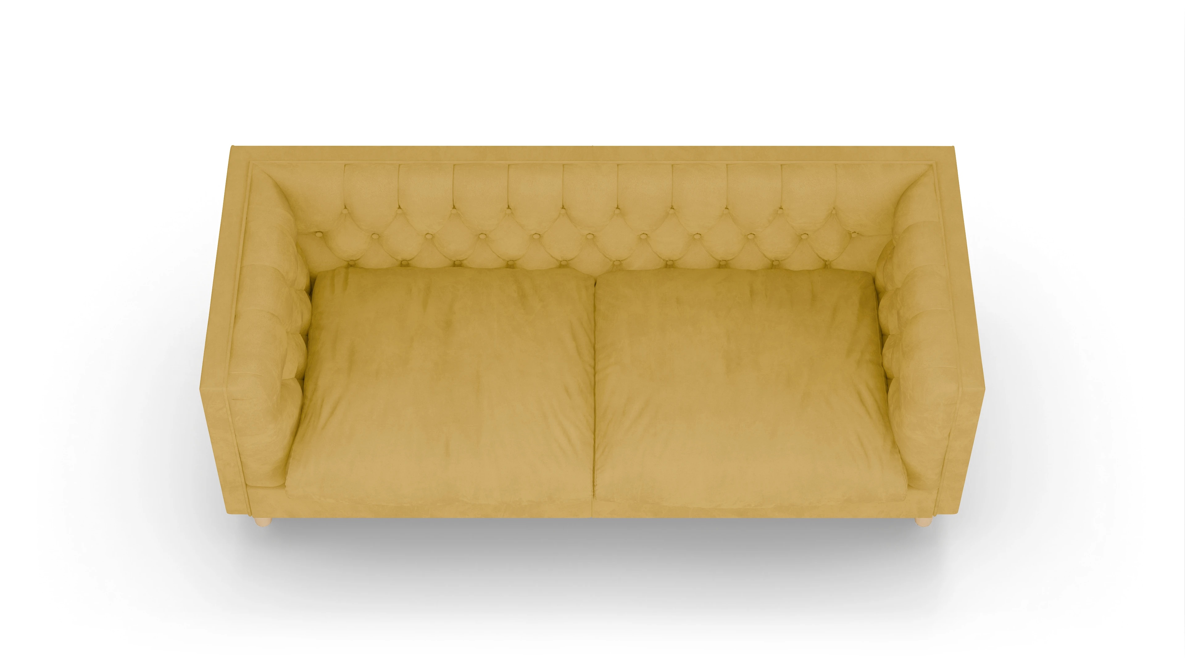 Stoff-Chesterfield NewChester.01 Ansicht des Produktes NewChester.01 2,5-Sitzer in Samt gelb
