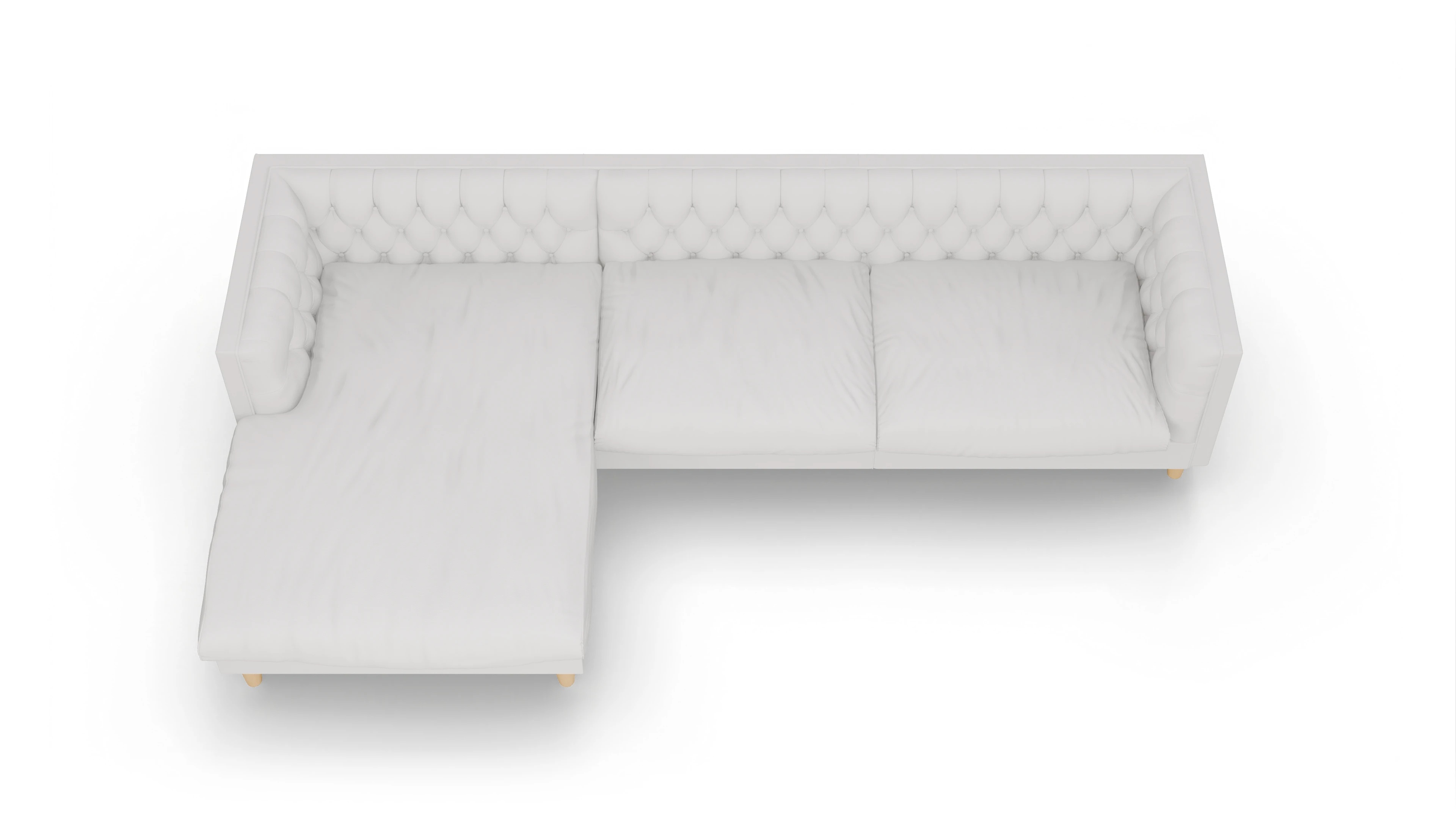 Chesterfield Sofa NewChester.01 Ansicht des Produktes NewChester.01 Sofa mit Rec links in Leder weiß